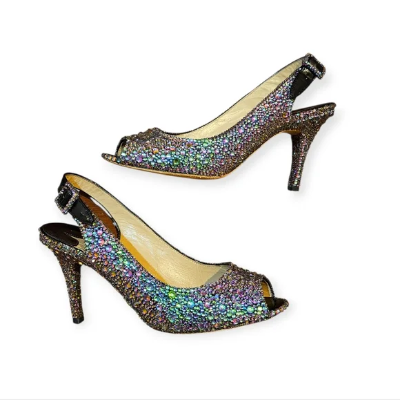 Manolo Blahnik Custom Rainbow Crystal Heels Size 37 - Picture 15 of 15